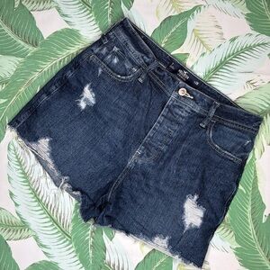 Hollister Ultra High Rise Button Fly Distressed Denim Cutoff Shorts